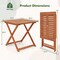 Teak Painted Folding Outdoor Table with Umbrella Hole and Stable X-Frame Design for Patio Use